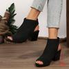Spot New European and American Fashion Large Size Sandals Knitted Thick Heel Women's Sandals Foreign Trade Women's One-pedal High Heel Sandals