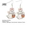 Cute Ghost Jewelry for Women 1 Pair Acrylic Earrings Women, Halloween Dangle Drop Fun Pumpkin Candy Basket with Bucket And Pink Bow Party Costume