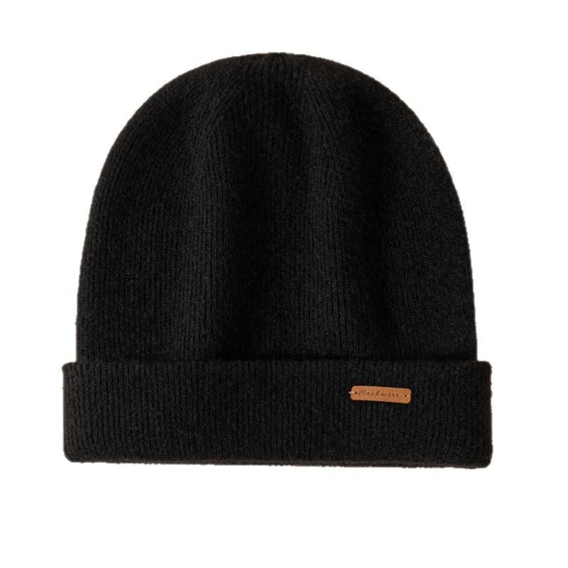 Pure cashmere knitted hat men's thickened versatile headgear thermal ear protection hat