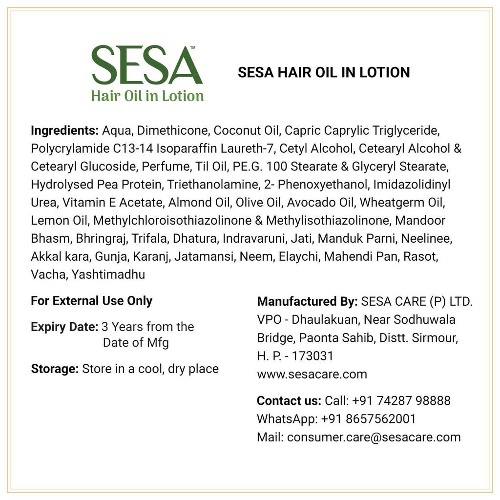 Hair Oil with Avocado, Almond and Olive (100 Ml), Hair Oil In Lotion Sesa