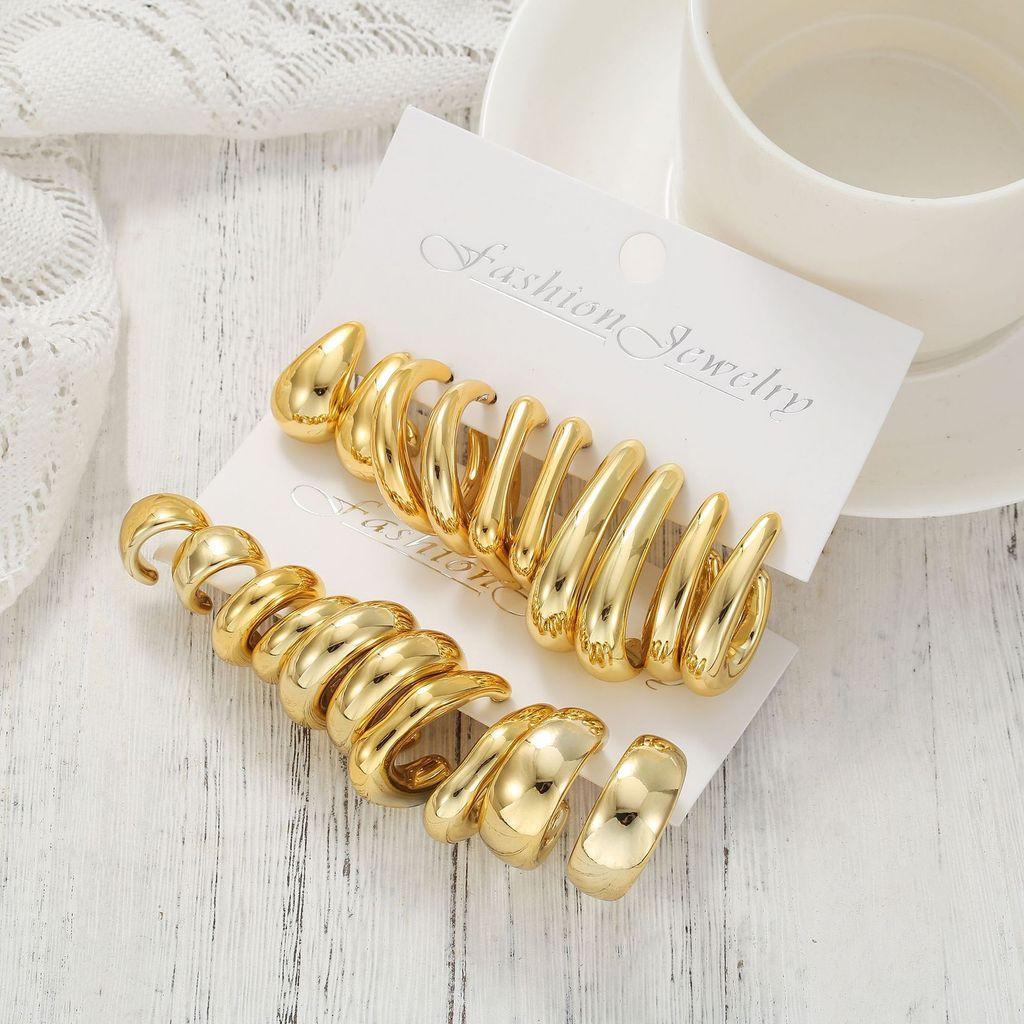 Fashion Geometric Resin Earrings For Women With Electroplated Finish For Office Wear