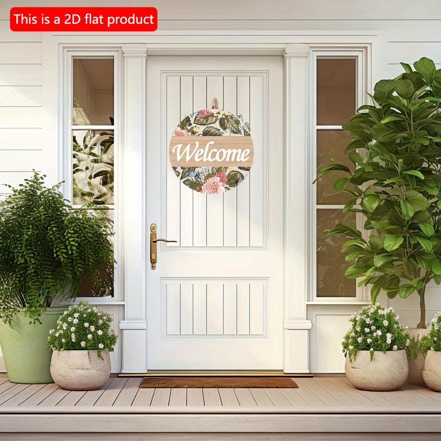2D плоские 20*20 см 1 шт. Добро пожаловать Красивые красочные цветы, листья и бабочки с принтом Деревянные поделки Круглые дверные знаки, Декоративная художественная табличка Подарок для друзей