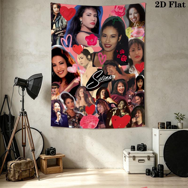 Selena Quintanilla Wall Tapestry Aesthetic Wall Hanging Printed Fabric Blanket Decorative Tapestries For Bedroom Living Room Home Decor