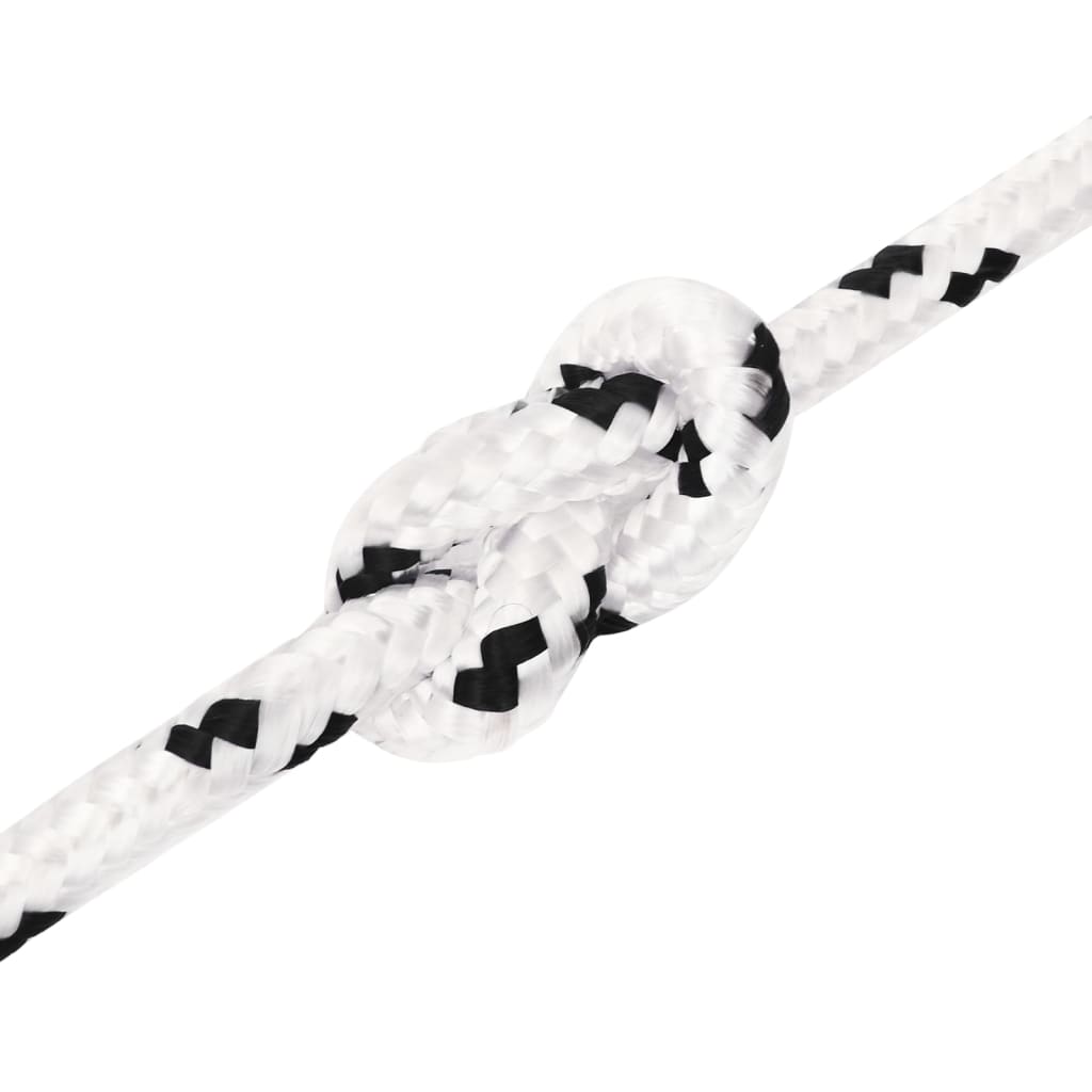 vidaXL Boat Rope Braided White 8 mm x 25 m Polyester