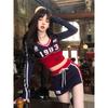 Y2k Aesthetic Streetwear T-Shirts Women American Retro Sexy Coquette Striped Patchwork Slim Tees Tops E-girl Autumn