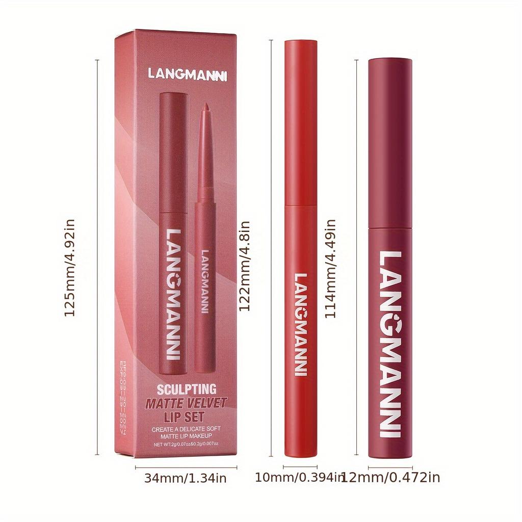 2 набора Карандаш для губ и Набор помад, Матовый эффект и Увлажняющая помада Создают полные губы, Водостойкая формула макияж губ