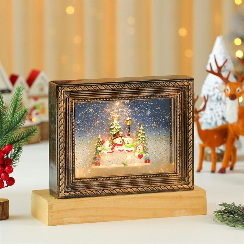 Festival Memory Showcases Combining Rotating Snow Effect Battery Power Melodies Player And Shatterproof Frame Structure