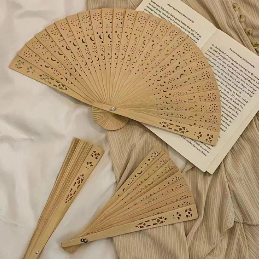 Personalized Hand Held Fan Engraved Chinese Wooden Fan Home Decoration Bamboo Folding Fan Women