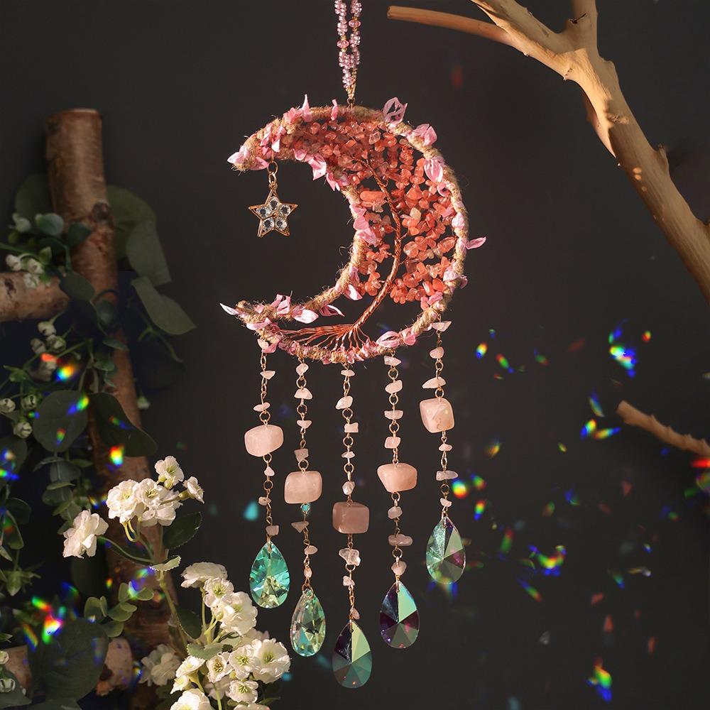 Factory Price Charm Natural Crystal Wind Chime Healing Wind Chime Hanging Ornament Car Decoration Easter Day Gift Sun Catchers