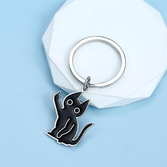 Брелок с подвеской в виде кошки для женщин и мужчин, любителей кошек, классный черный брелок с кошачьими вещами, автомобильные ключи, кошелек, подарок для дружбы