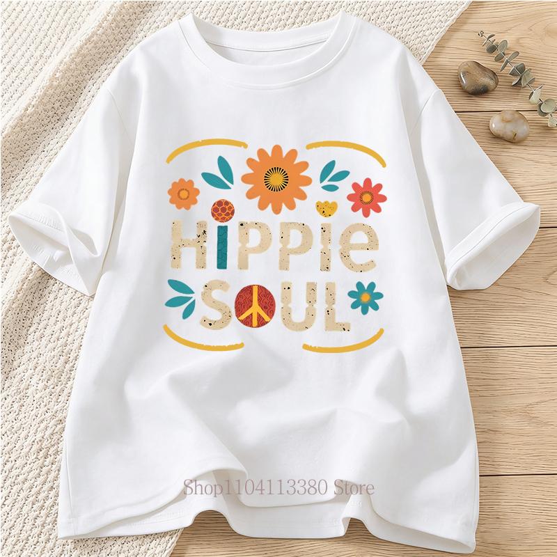 Hippie Soul Graphic Print Tshirts Women Unisex Summer Casual Fashion Streetwear Tops Oversize ONeck Short Sleeve Tshirts