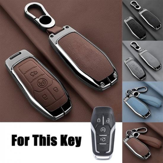 Zinc Alloy Leather Car Remote Key Fob Case Cover Holder For Lincoln MKC MKX MKZ