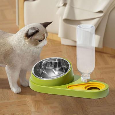 2 в 1 Кормушка для домашних животных Миска для воды с наклоненным луком Автоматическое пополняющее устройство для еды и