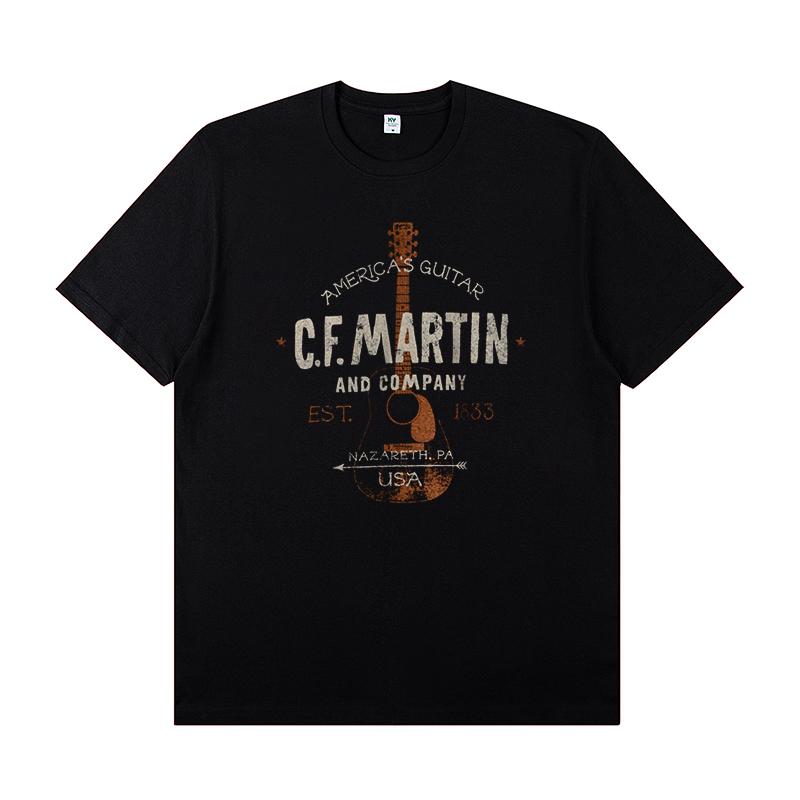 Martin Martin Guitarist Costume Rock Band T-shirt Men's Short Sleeve Instrument Print Cotton T-shirt Summer Clothing Tops Tee
