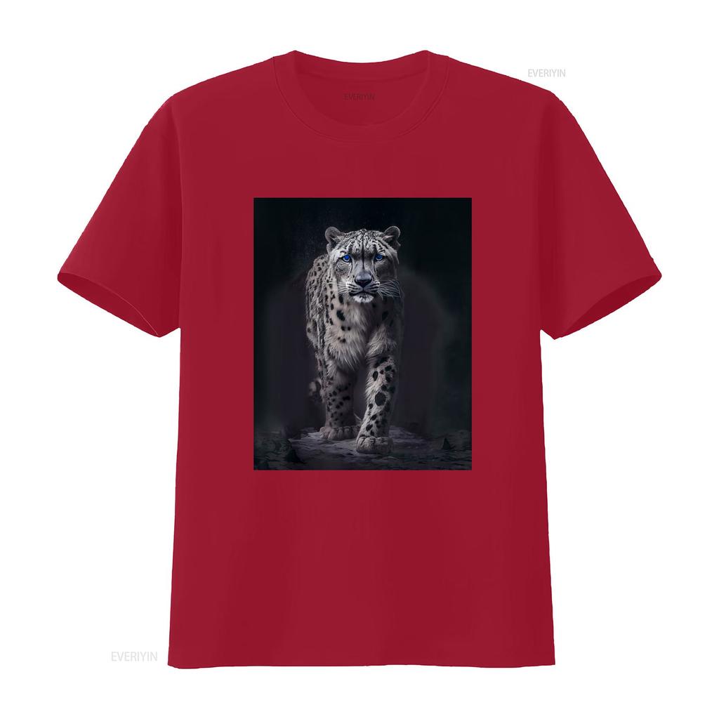 Wild Snow Leopard Walking T Shirt For Boys And Girls Stylish Cute Design Vintage Unisex Streetwear Top For Everyday Wear