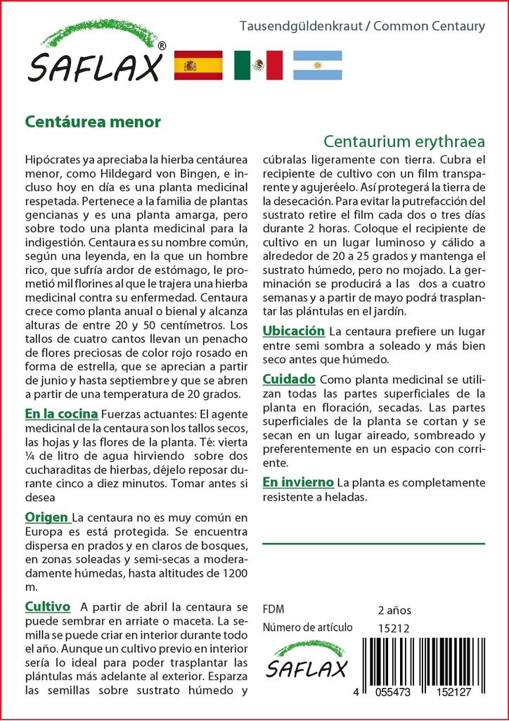 SAFLAX Garden in the Bag - Золототысячник обыкновенный - 250 семян - С субстратом в подходящем пакете - Centaurium erythraea