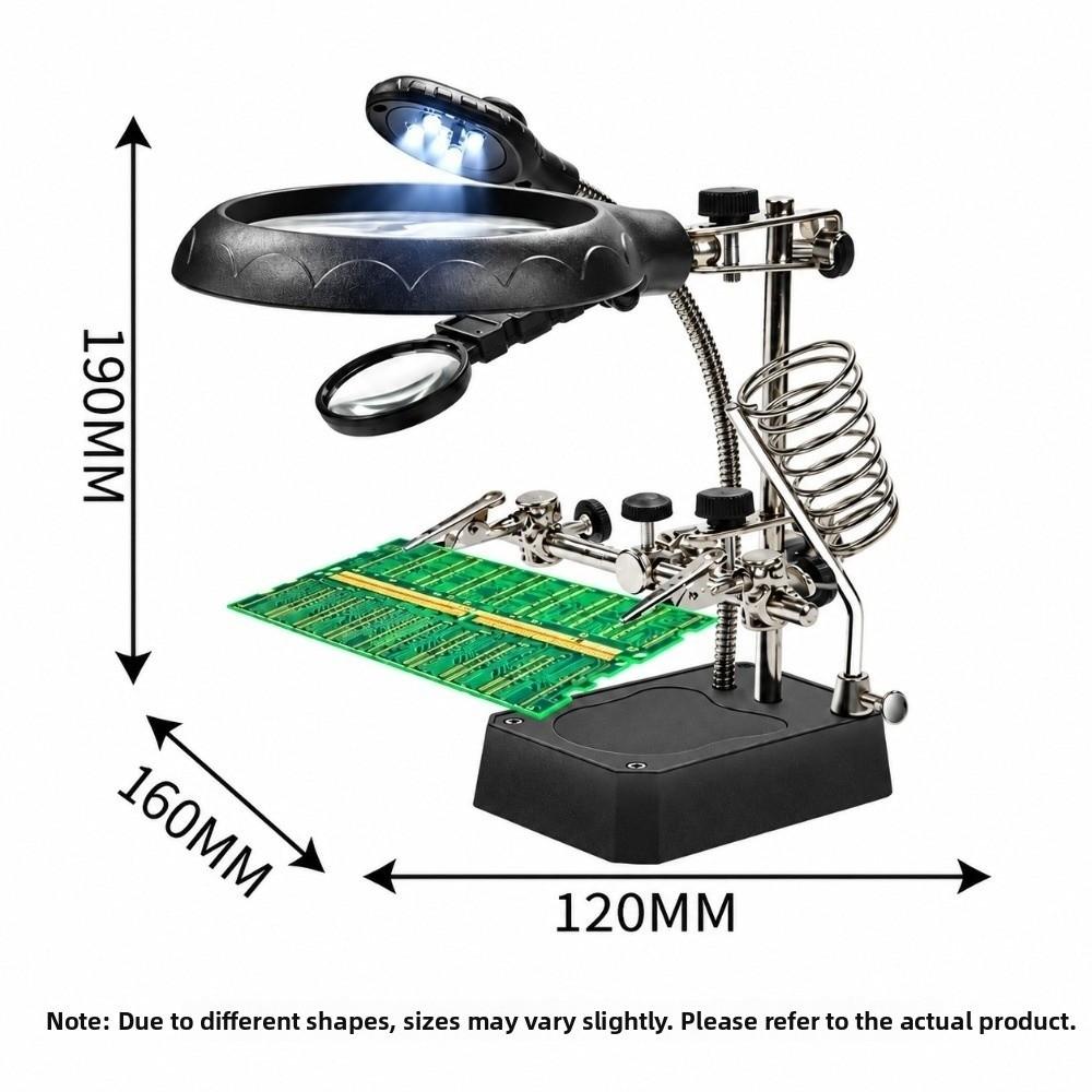 Black Body Soldering Magnifying Station Metal Frame Alligator Clip Magnifier Technician Hobbyist