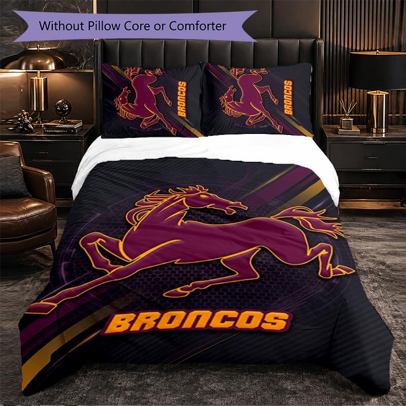 Brisbane Broncos Pattern Microfiber 3Pcs Bedding Set Decor Duvet Cover Set For Bedroom Home Use