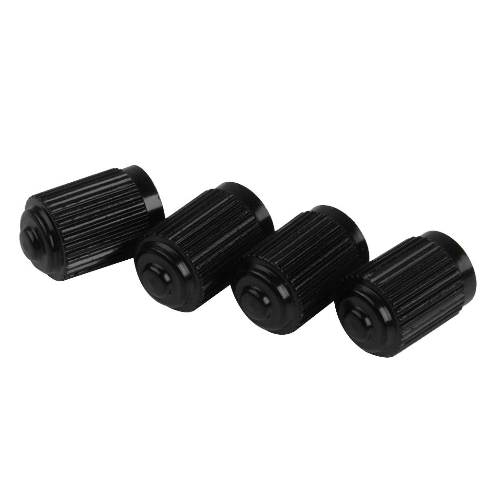 Waterproof Car Motorcycle Bike Bicycle Tire Valve Caps Black Pack Of 4PCS