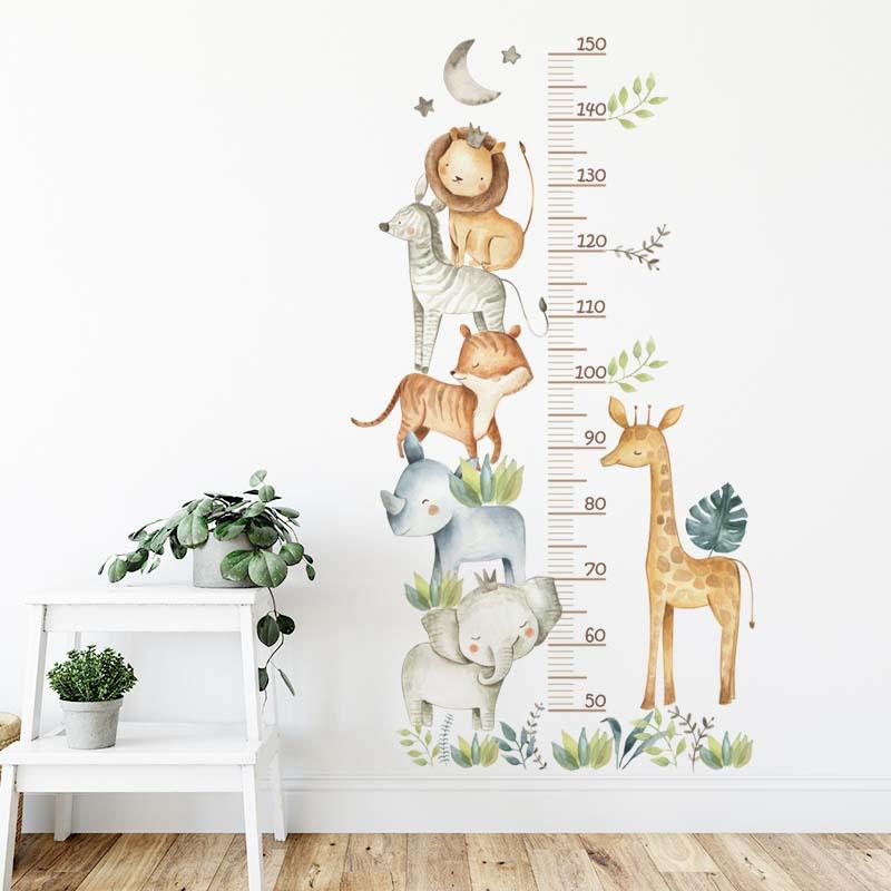 Hot Sale Measure Height Cute Decoration Sticker for Home Decor Children Room Cartoon Animal Kids Growth Chart Wall Paper Sticker