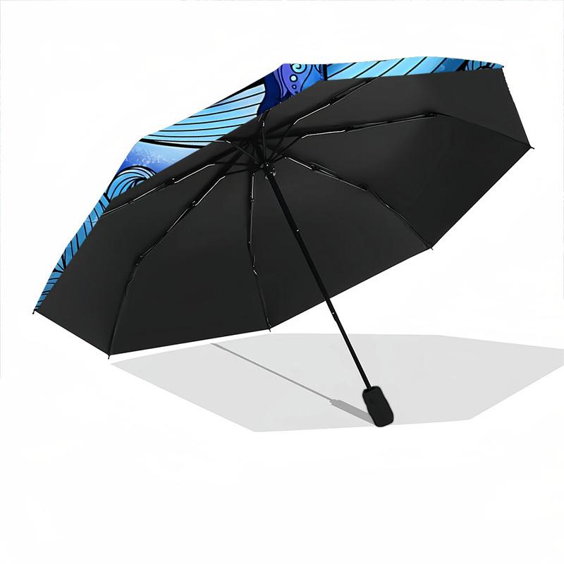 1pc Whale Mandala Folding Umbrella, Durable, Suitable for Outdoor Activities or Rain, Suitable for Commuting yy251027150