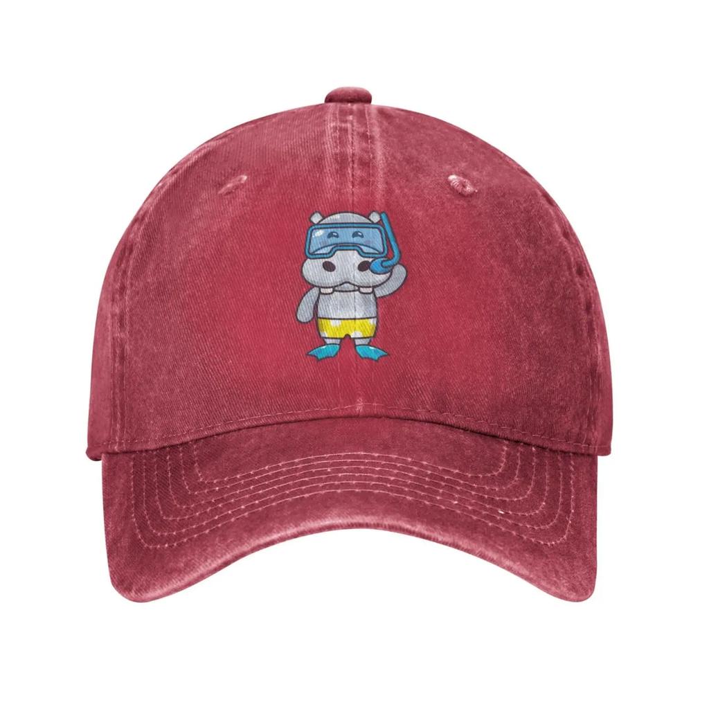 Cute Hippo Diving Baseball Cap for Men Women Vintage Trucker Hat Golf Hats Dad Caps
