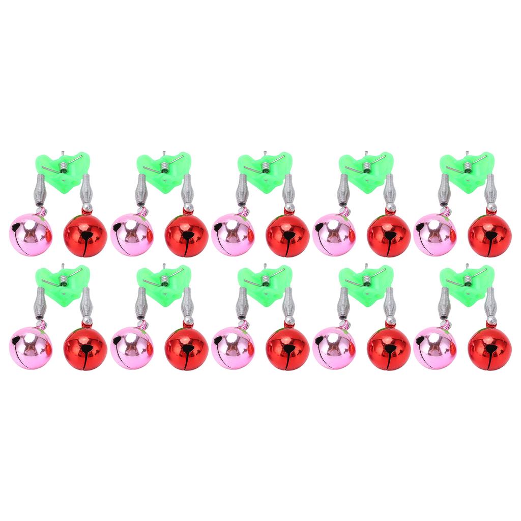 10 Pcs Fishing Rod Alarm Dual Alert Bells Fishing Bells Clips with 2 Holes of Different Sizes for Night Fishing