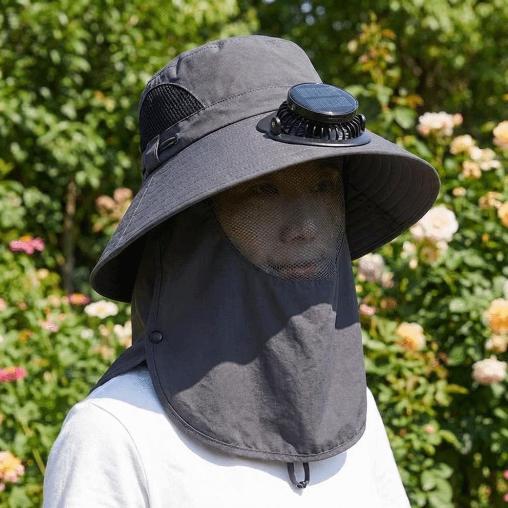 Adjustable Solar Rechargeable Fan Hat Portable Wide Brim Fan Hat Fishing Sun Shading Hat Travel
