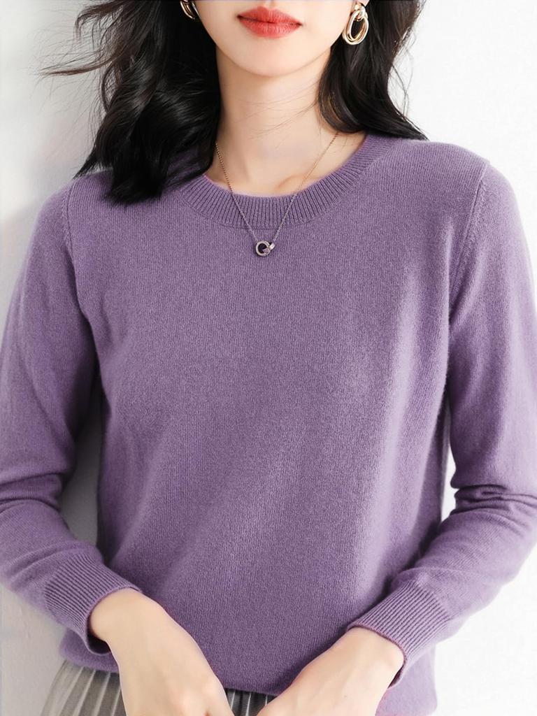 Мягкий на ощупь мягкий круглый длинный рукав свободный повседневный маленький акула вокруг корейский [Luxe Relax] женский трикотаж, пуловер, осень, шея, топ, дизайн, мода, одежда,