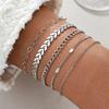 4Pcs/5Pcs Adjustable Heart Charm Anklet Pearl Charm Anklet  Women Girl Jewelry Accessories