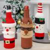 Christmas Table Setting Decor Wine Bottle Cover, Holiday Knitted Champagne Bag, Snowman Santa Stretchy Knit Topper Claus Elk Sweater for New