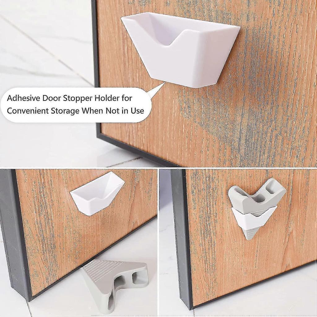 Set Of 2 Door Wedges, No Overhang Rubber Door Stops, Support For All Types Of Flooring, Gray