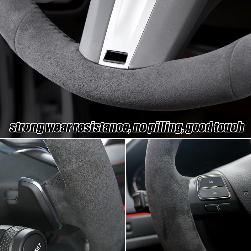 Suede Leather Car Steering Wheel Cover Hand Sewing Non-Slip Breathable For BMW 3 Series 320Li F20 F30 F31 F34 F21 F22 F23