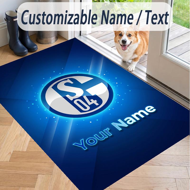 Custom Text Printed Rug Schalke 04 FC Non Slip Floor Carpet For Home Room Decor