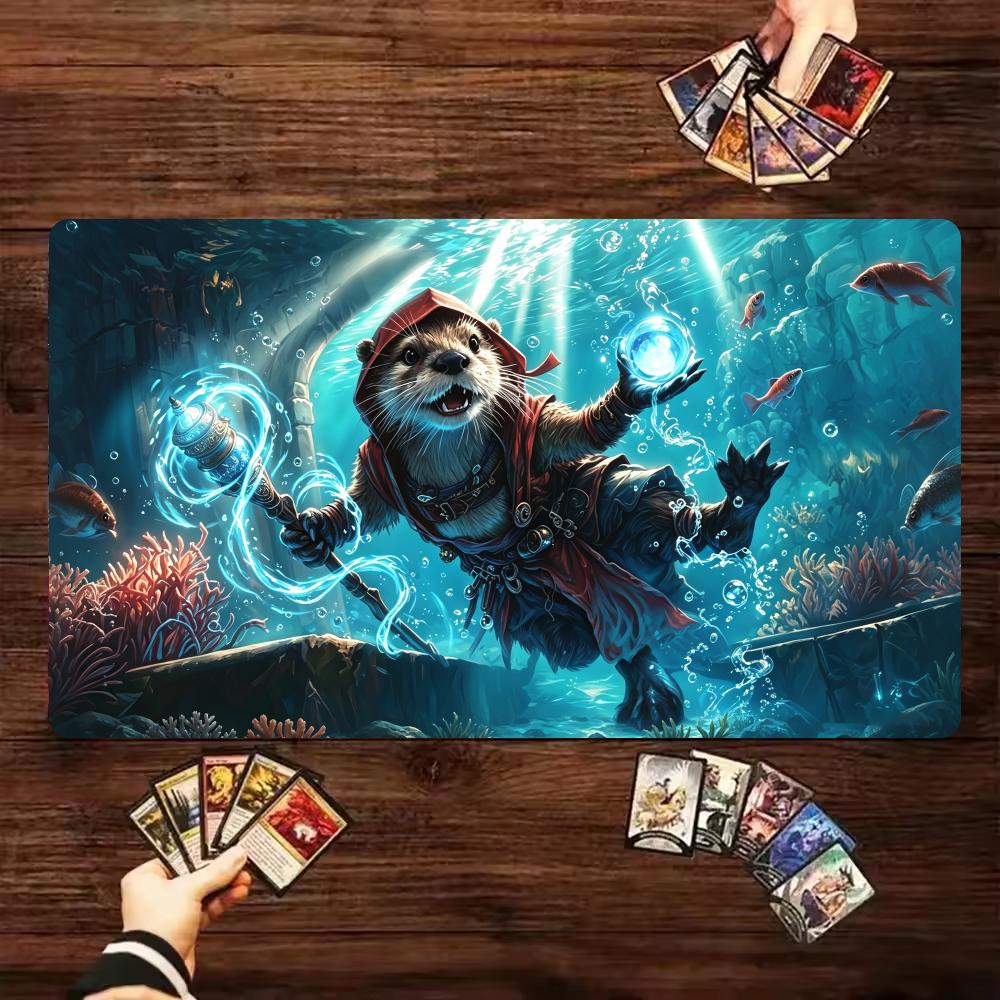 Fantasy Magic Otter TCG Playmat 600x350 Magic MTG Trading Card Game Play Mat Rubber Non-Slip Durable Stitched Edge Desk Mats