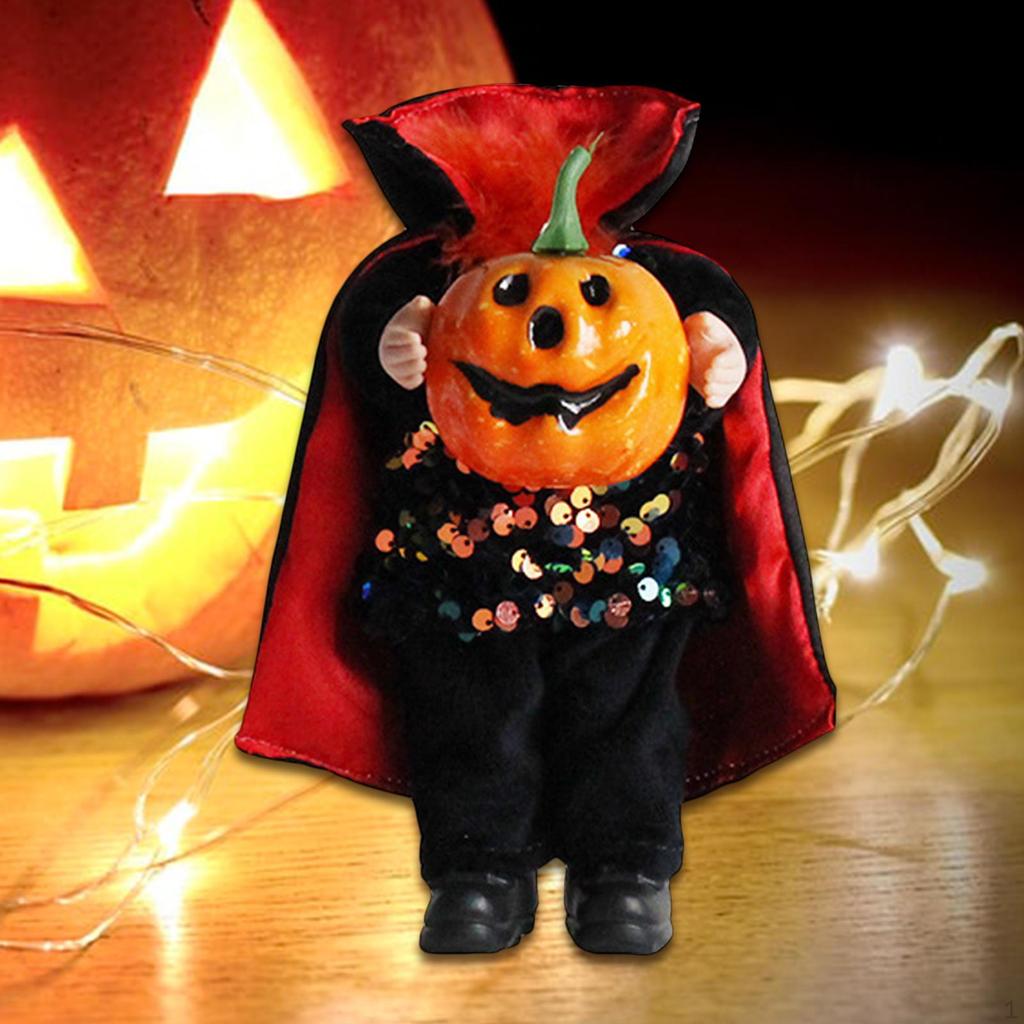 Pumpkin Decorative Doll Cloth Figurine Ornament for Halloween Office Outdoor Garden Props Decor