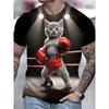 Men's Casual 3D Cute Cat Print T-Shirt O Neck Short Sleeve Pullover Streetwear Sportshirt Outdoor Tops Tee Oversized Clothing