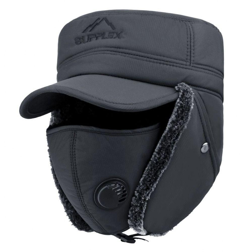 Windproof Winter Men Bomber Hat Cotton Plush Fur Earflap Hat Warm Earflaps Caps