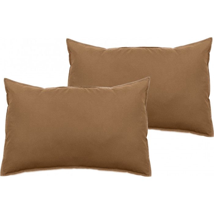 Lot de 2 taies d'oreiller Palace pur coton teint lavé 63 fils/cm² Vent du sud - Palace Cognac - Lot de 2 taies d'oreiller 50 x 70 cm