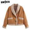 Women's Vintage Casual Solid Color Print Autumn Winter Long Sleeve POLO Neck Jackets & Coats
