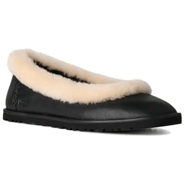 (WMNS) UGG Zora Leather Ballet Flat 'Black' Women's 1178450-BLK