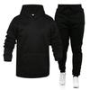 Spring Autumn Winter Men's and Women's Casual Blank Solid Color Set Fleece Loose Hoodie Pants Two Piece Set