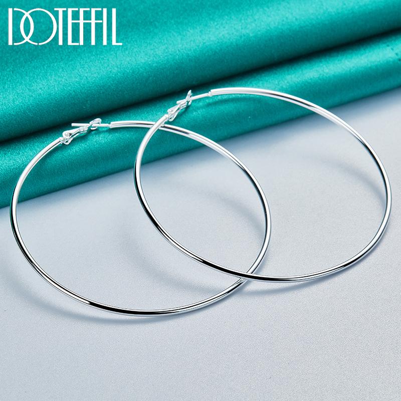 Серьги для пирсинга из стерлингового серебра 925 пробы, гладкие, 50/60/70/80 мм, модные свадебные украшения