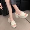 Women Summer High Heels Slippers Women Chunky Sandals Design New Casual Shoes Platform Slingback Flip Flops  Femme Pumps