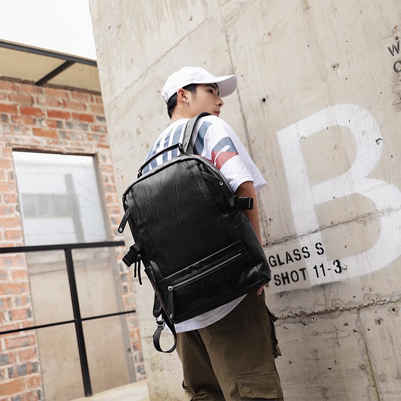 Мужской мягкий рюкзак из искусственной кожи на молнии, рюкзак большой емкости, студенческая сумка, дорожный рюкзак