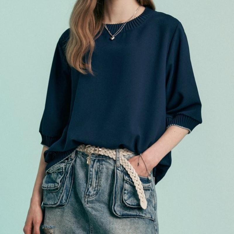 Maxza Pleats Round Neck 5 Sleeve Blouse Zc06qb600on