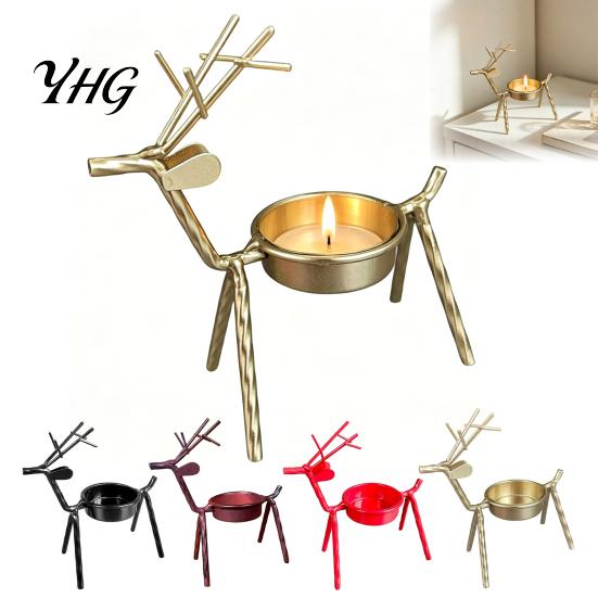 Wedding Centerpiece for Dining Table Deer Shape Candle Holder, Metal Tealight Stand Retro Style Display Centerpiece, Decorative Antler Ornament Living