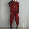 2024 Autumn Women's Two-Piece Set: Stand-Up Collar Pullover with Harem Pants In Large Size