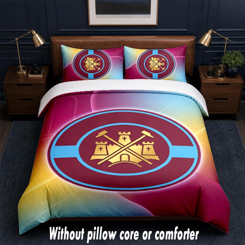 Футбольный Дизайн West Ham United Комплект Постельного Белья 1 Пододеяльник + 2 Наволочки Мягкое Дышащее Домашнее Постельное Белье