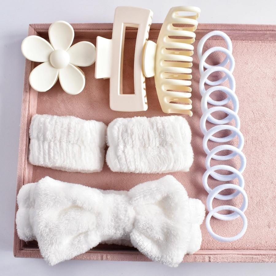 Мягкая повязка на голову с бантом, туалетная резинка, многоцветная, матовая, с матовым покрытием, большая заколка, высокоэластичная резинка для волос, набор из 16 штук